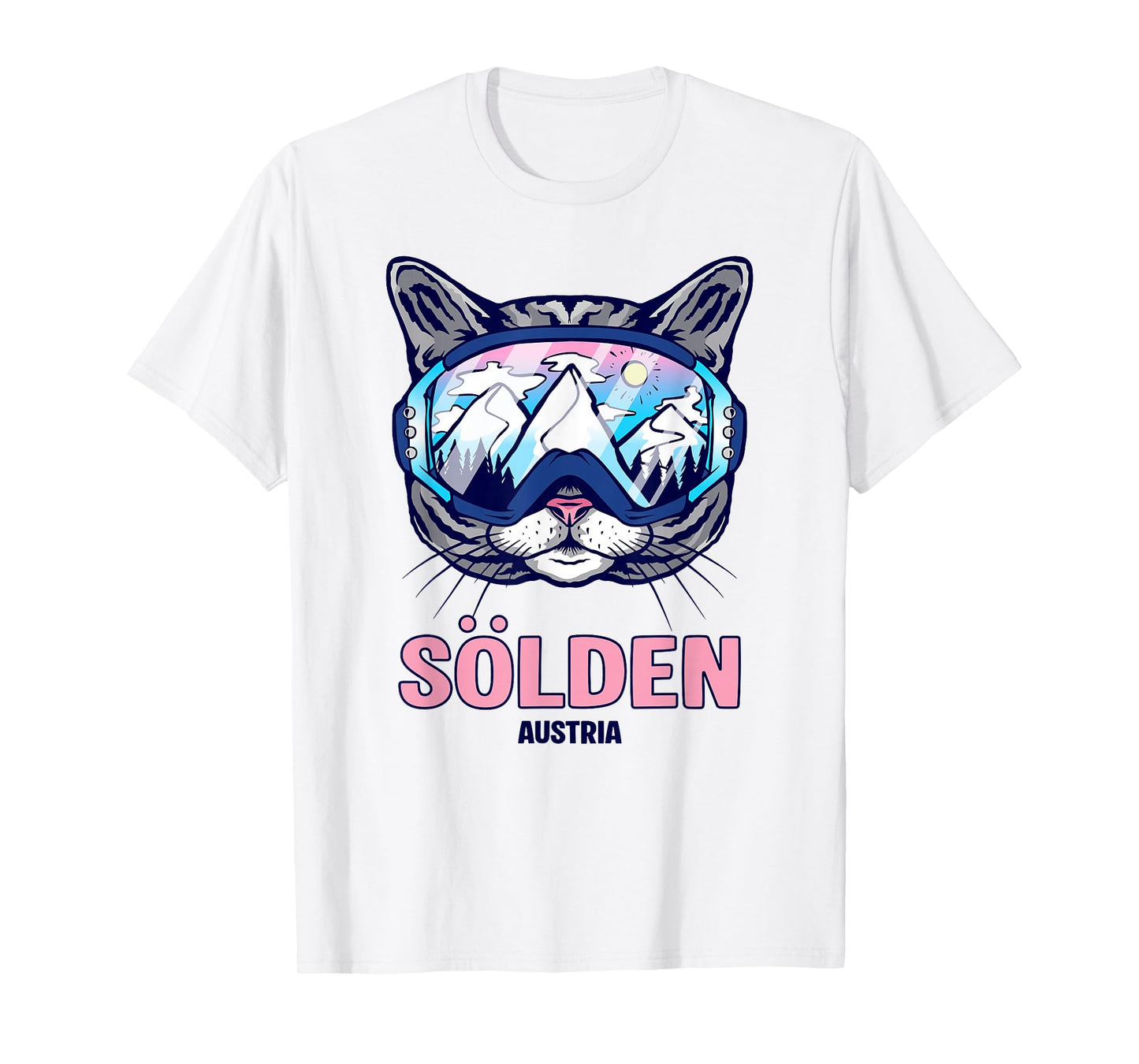 Cat Ski Goggles Mountain Panorama Sölden T-Shirt