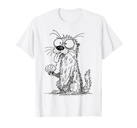 Sea Otter Abstract Art Portrait Drawing Whimsical Funny T-Shirt
