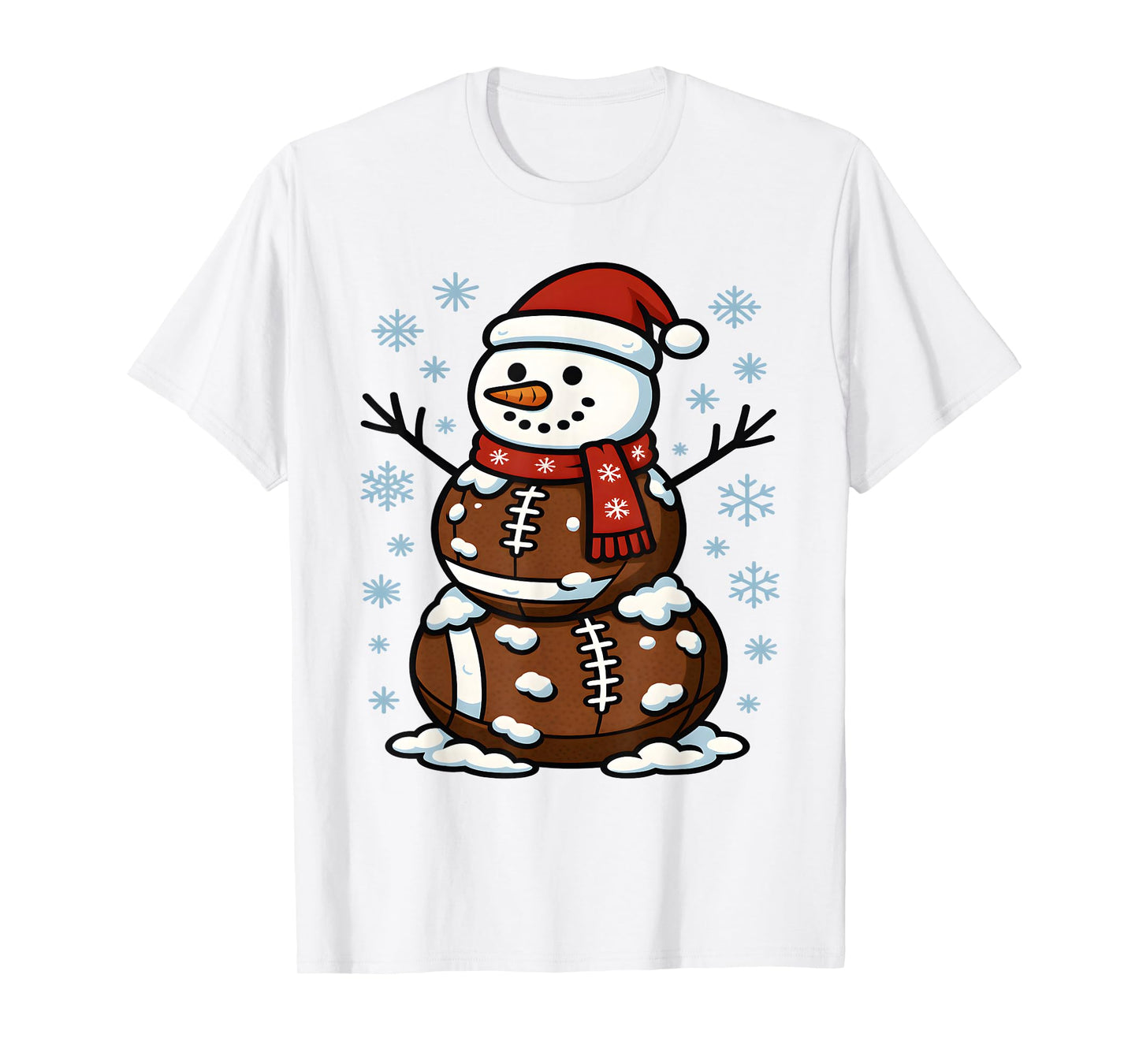 Christmas Football Snowman Kids Football Christmas Women Men T-Shirt