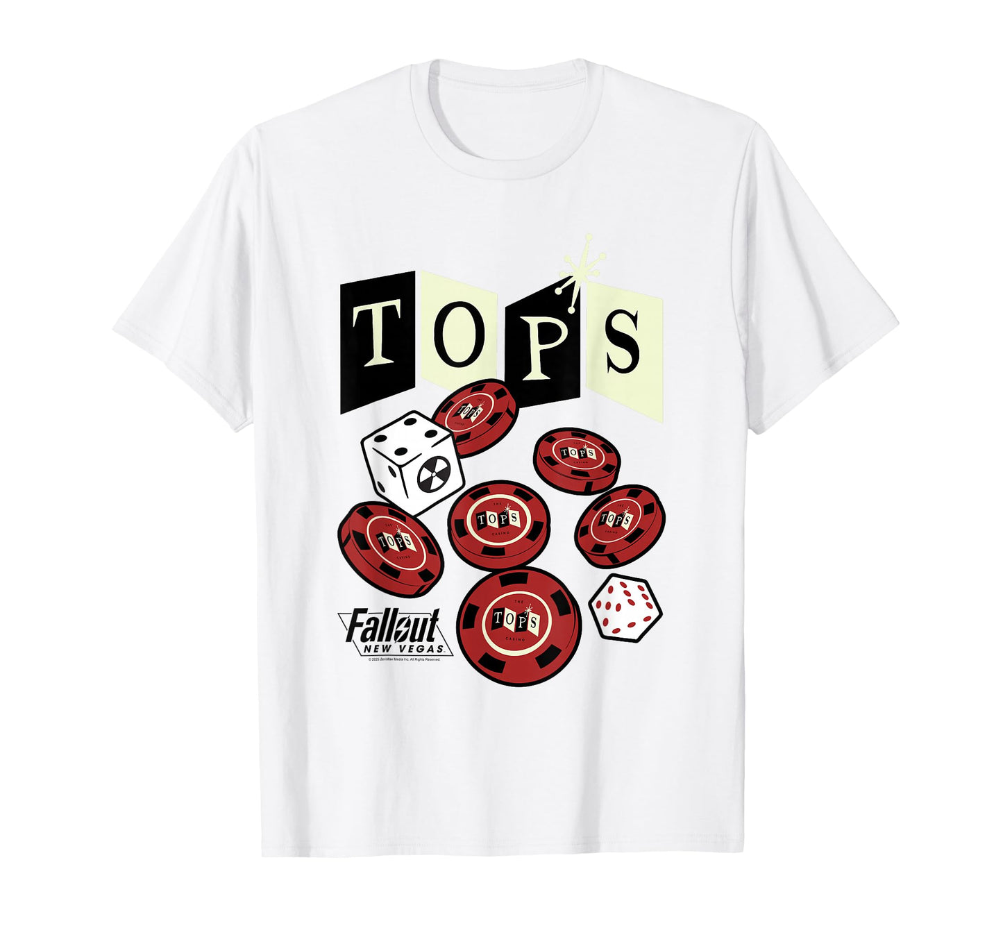 Fallout Tops Casino New Vegas Chips and Dice Video Game T-Shirt