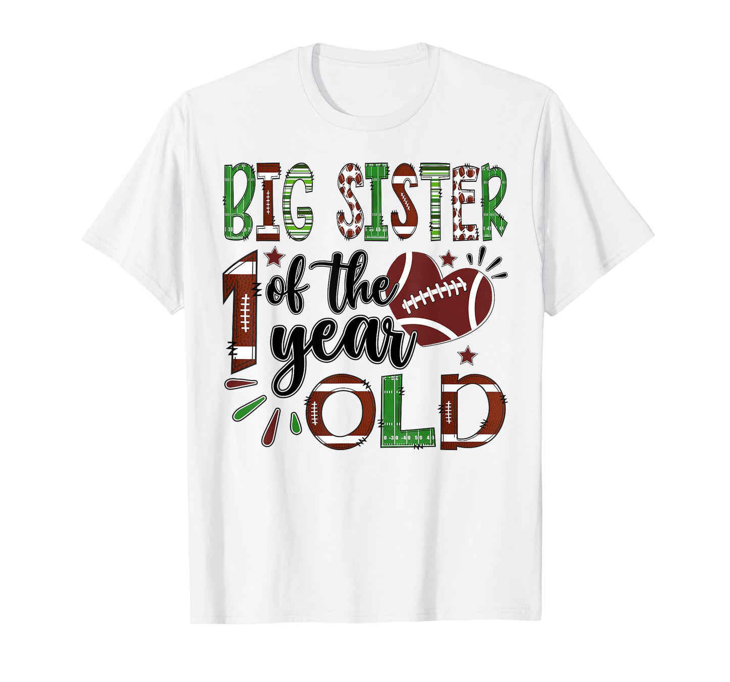 Big Sister of The 1 Year Old Football 1st Birthday Boy T-Shirt