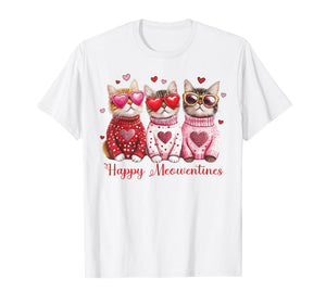 Valentine Cat Happy Meowentines Heart Valentines Cat Lover T-Shirt