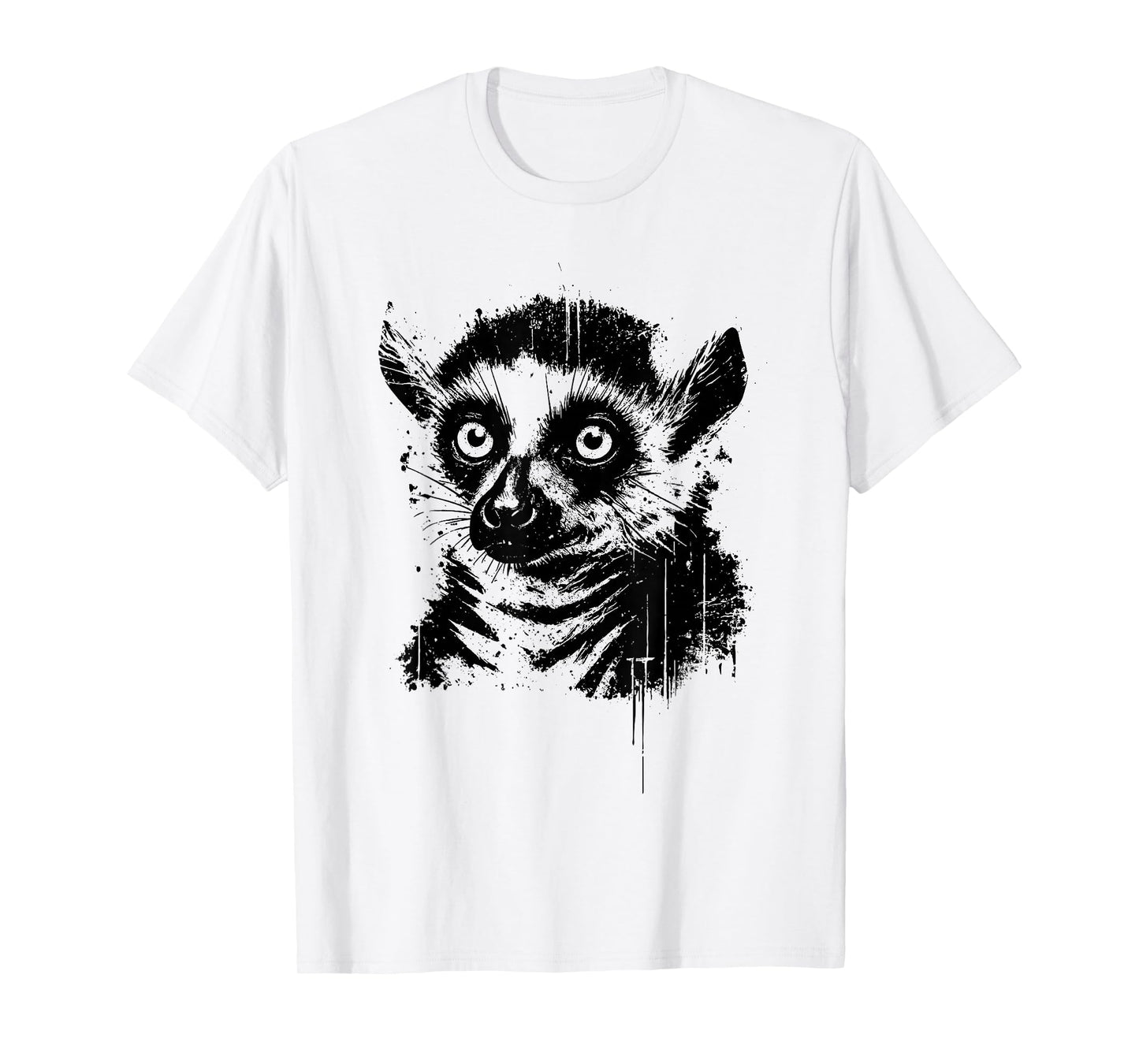 Lemur Ink Art Jungle Madagascar Wildlife Portrait Grunge T-Shirt