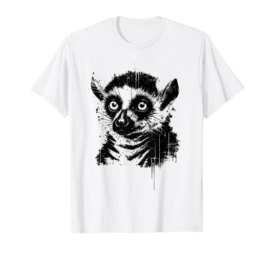 Lemur Ink Art Jungle Madagascar Wildlife Portrait Grunge T-Shirt