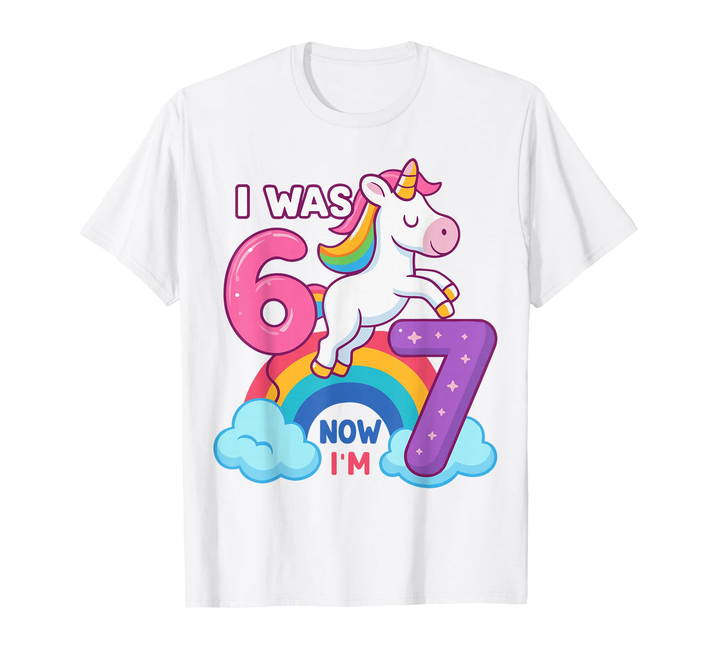 I was 6 Now I'm 7 Unicorn 7th Birthday Girl Party T-Shirt