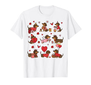 Cute Dachshund Lover Valentines Heart Couple Matching T-Shirt