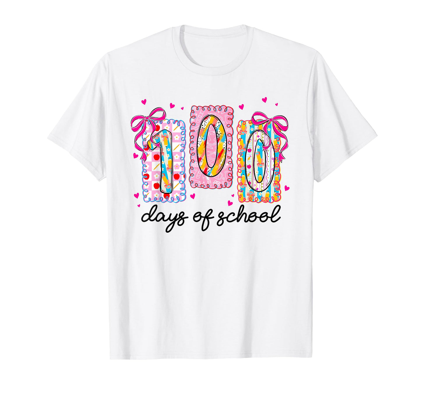 Preppy 100 Days of School Coquette Bow 100th Day of School T-Shirt