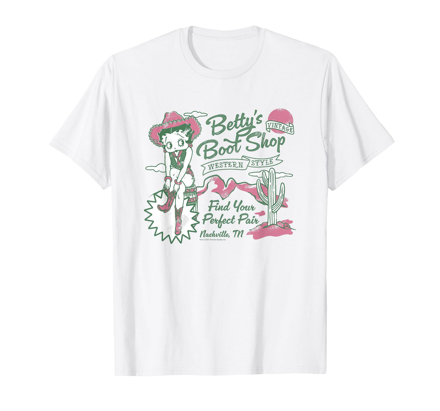 Betty Boop Nashville Western Boot Shop Retro T-Shirt
