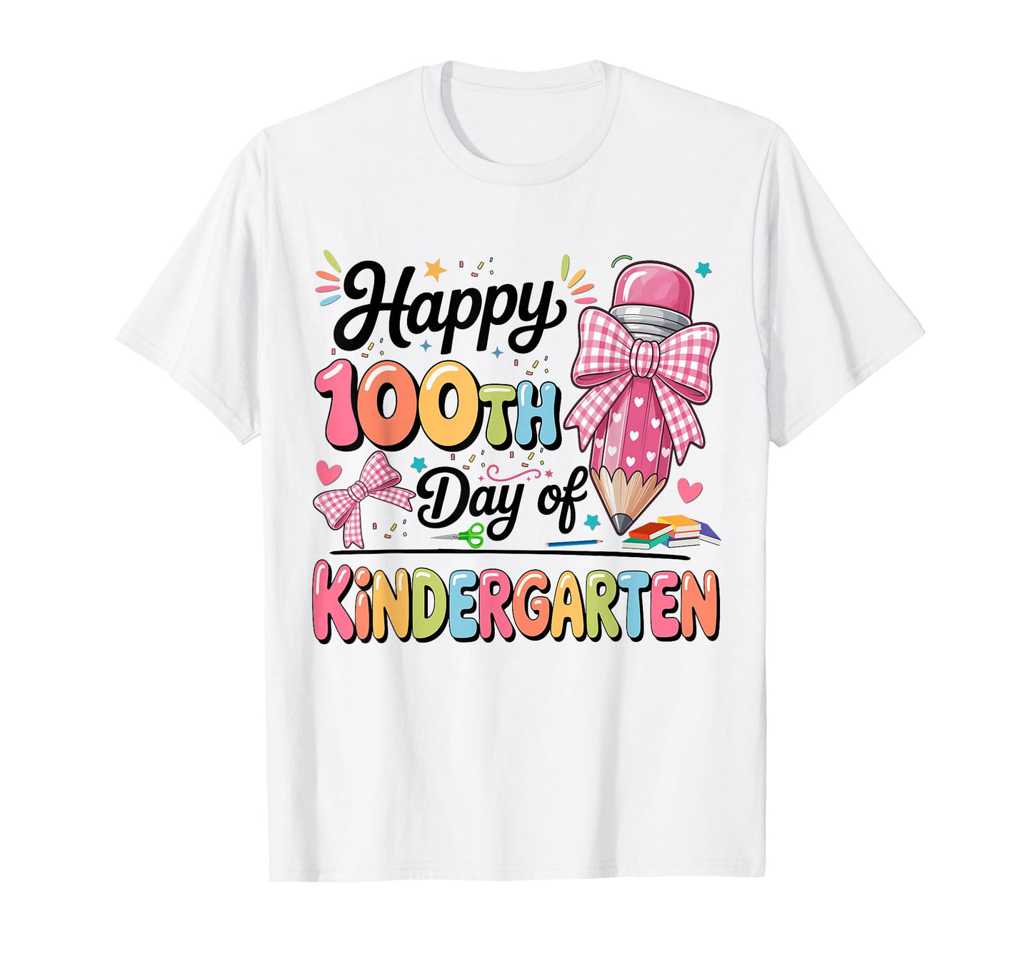 Happy 100 Days of School Kindergarten Teacher Girls Kids T-Shirt