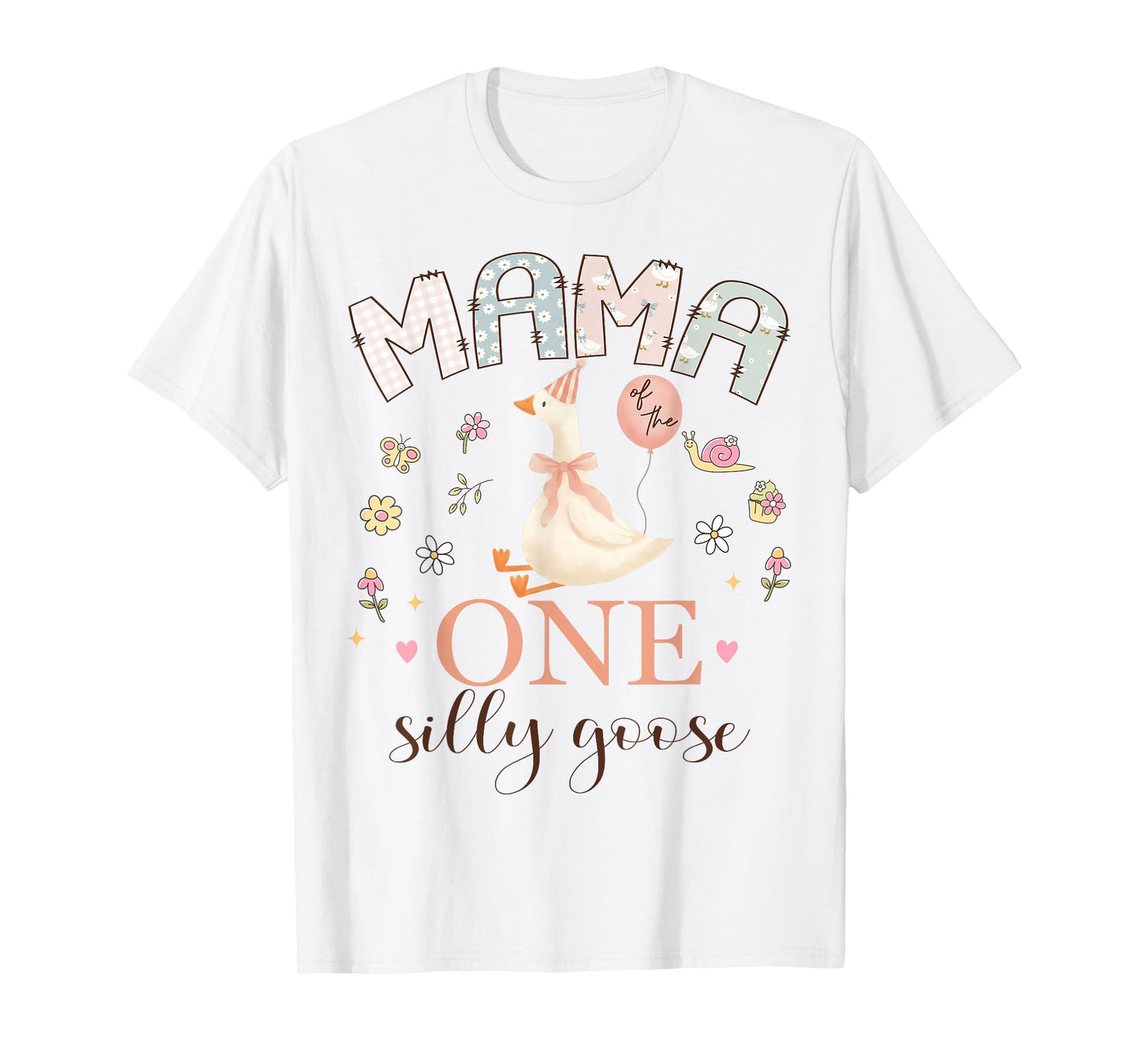 Mama of The One Silly Goose 1st Birthday Girl Matching T-Shirt