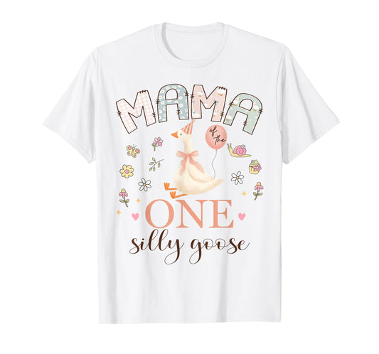 Mama of The One Silly Goose 1st Birthday Girl Matching T-Shirt