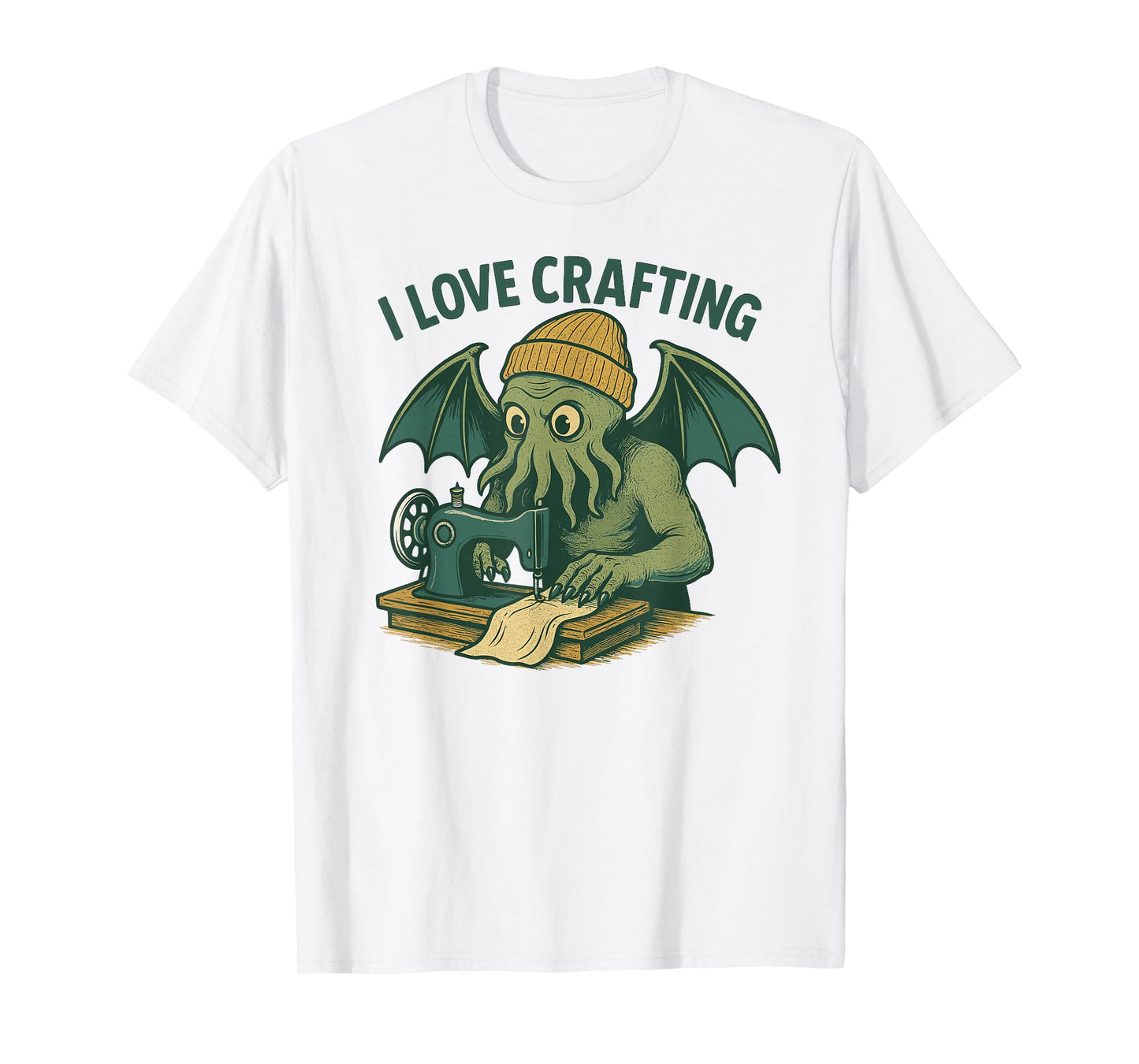 Retro Lovecraftian Sewing Cthulhu Cartoon, I Love Crafting T-Shirt