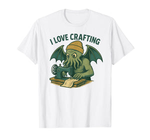 Retro Lovecraftian Sewing Cthulhu Cartoon, I Love Crafting T-Shirt