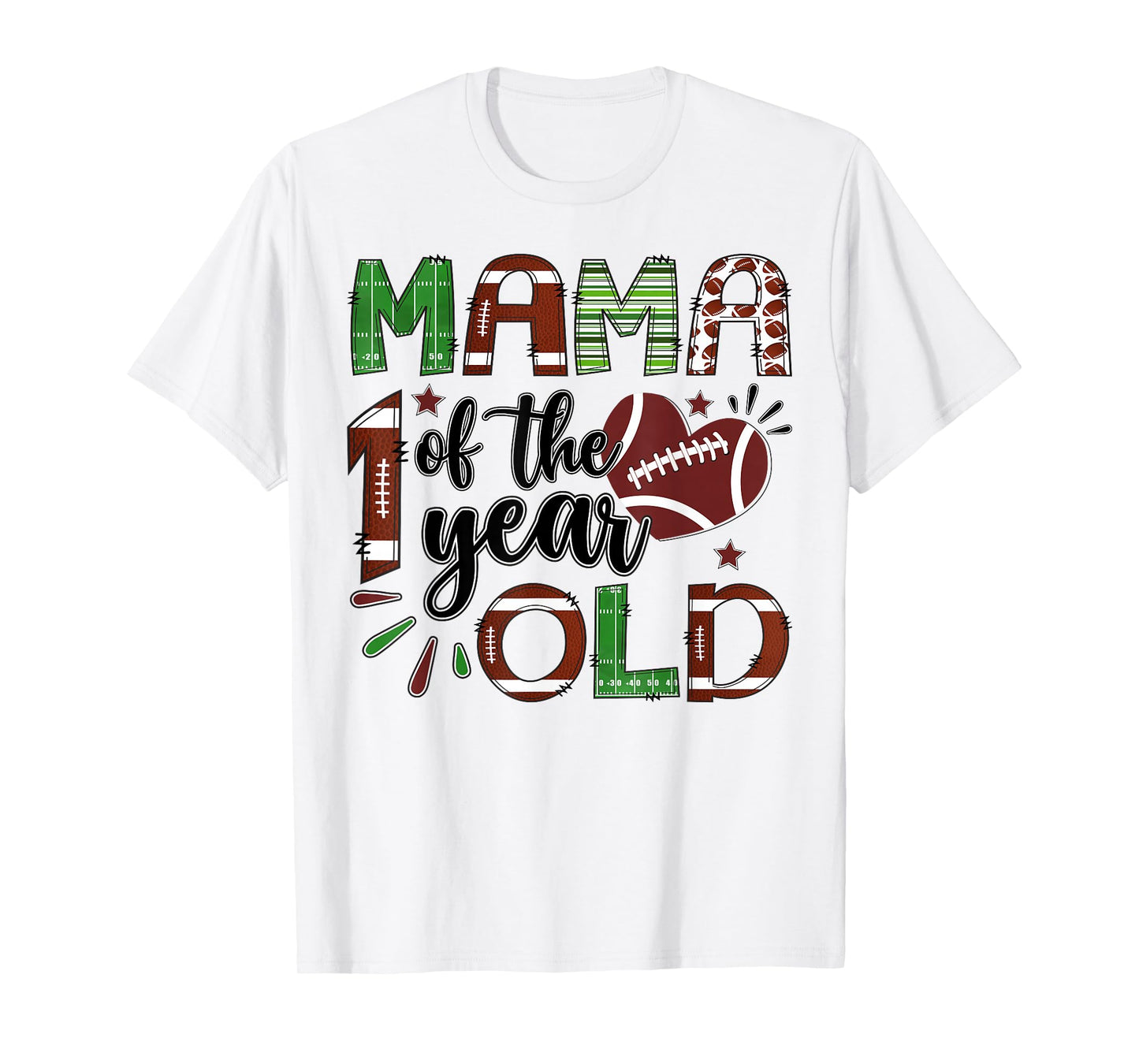 Mama of The 1 Year Old Football 1st Birthday Boy Matching T-Shirt