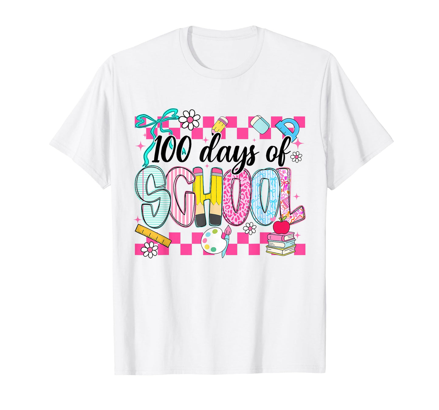 100 Days of School Preppy 100th Day of School Teacher Kids T-Shirt