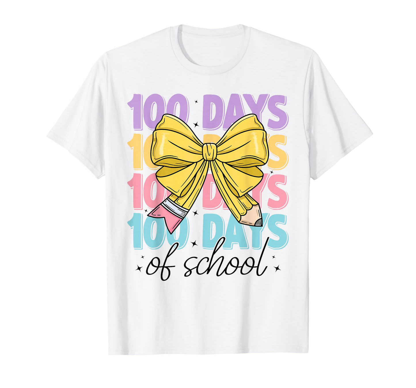 100 Days of School Girls Coquette Bow 100th Day of School T-Shirt