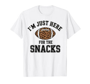 Women Im Just Here for The Snacks Football Leopard Print Mom T-Shirt