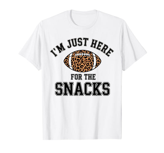 Women Im Just Here for The Snacks Football Leopard Print Mom T-Shirt
