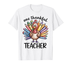 One Thankful Teacher Thanksgiving Turkey T-Shirt