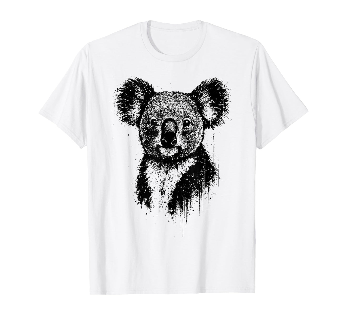 Koala Ink Art Australian Wildlife Portrait Grunge Koala Bear T-Shirt