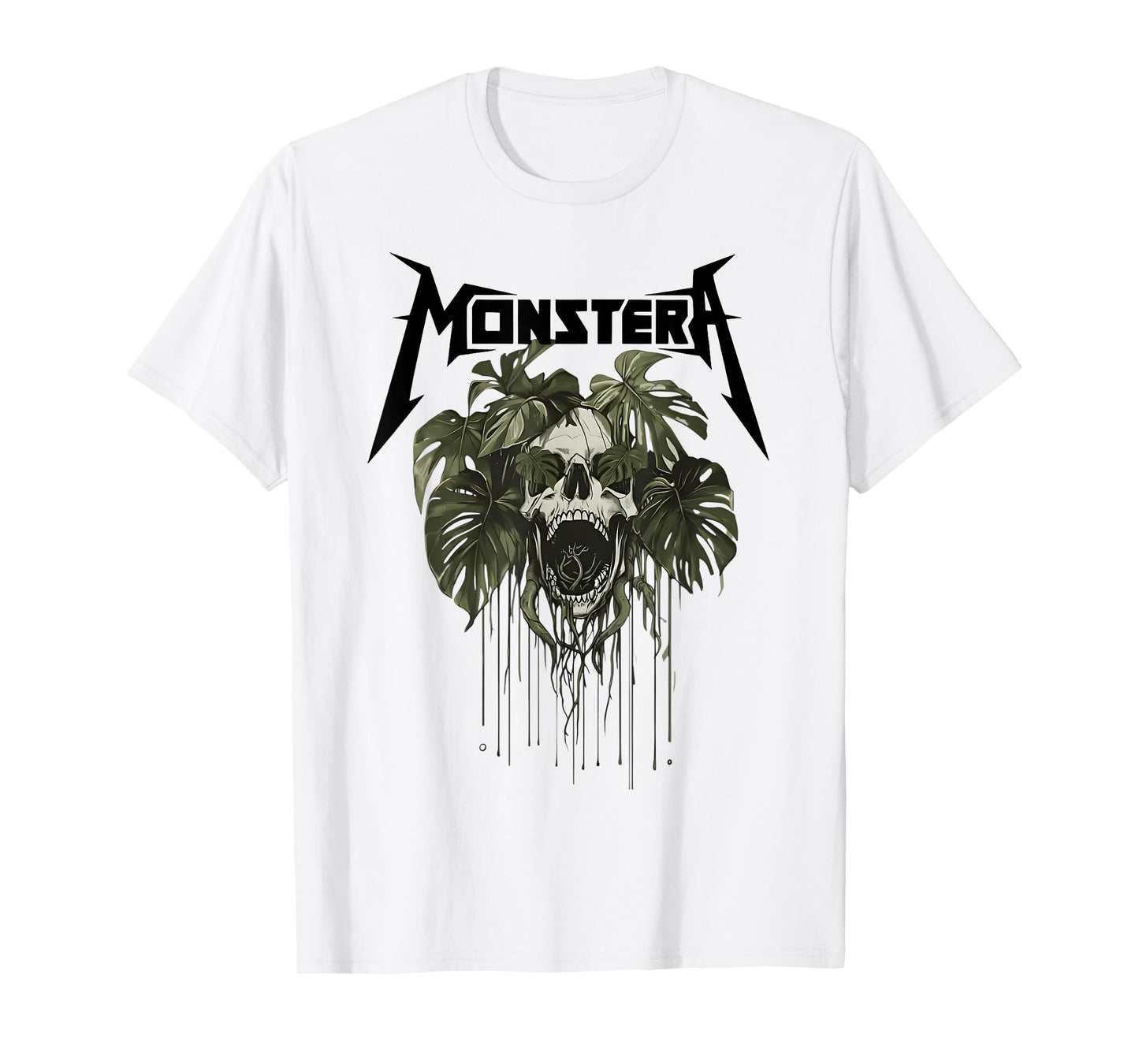 Monstera Funny Skull Plant Lover Grunge Gardener Women Men T-Shirt
