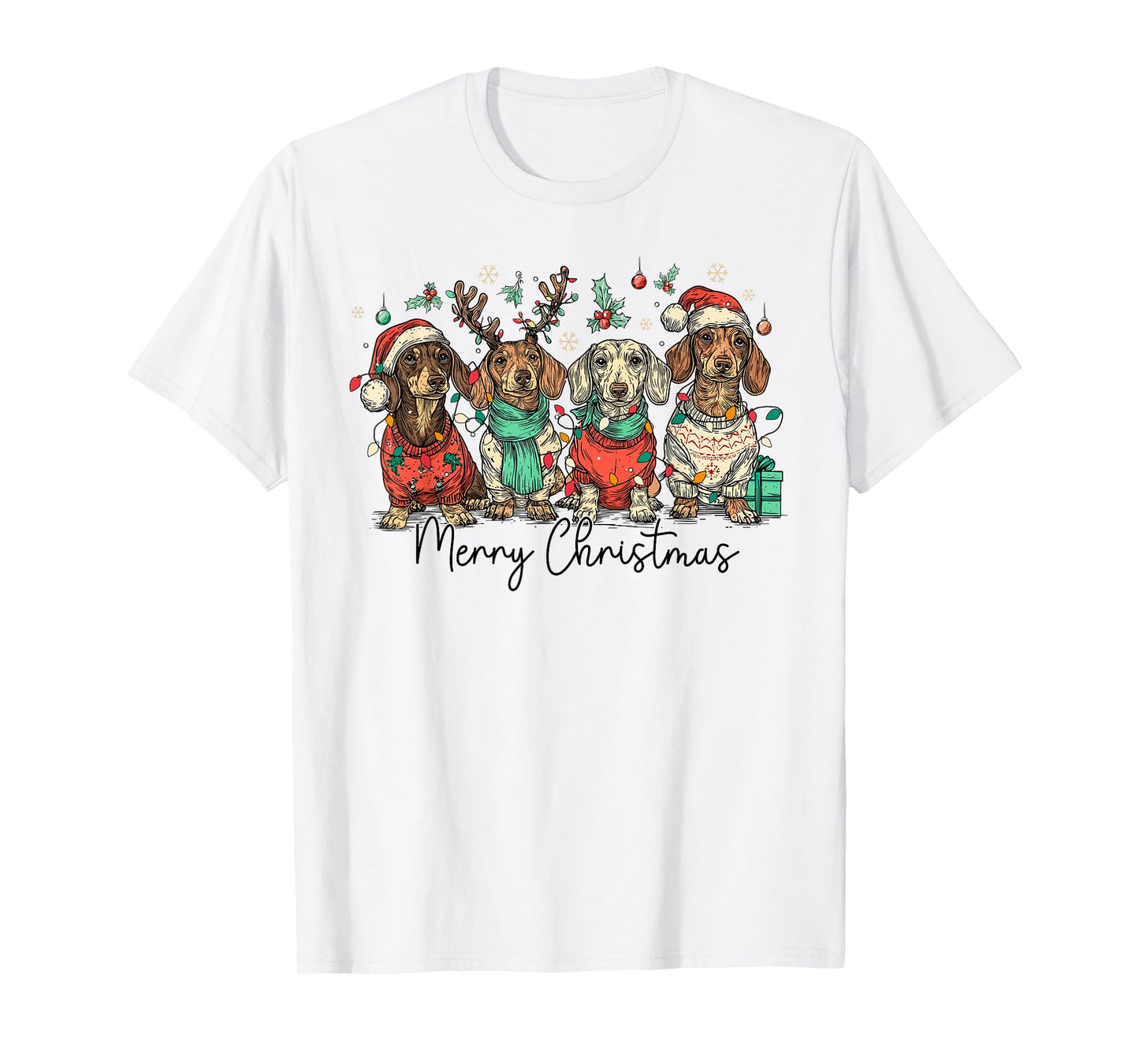 Merry Christmas Dachshund Dog Xmas Holiday Pet Lover T-Shirt