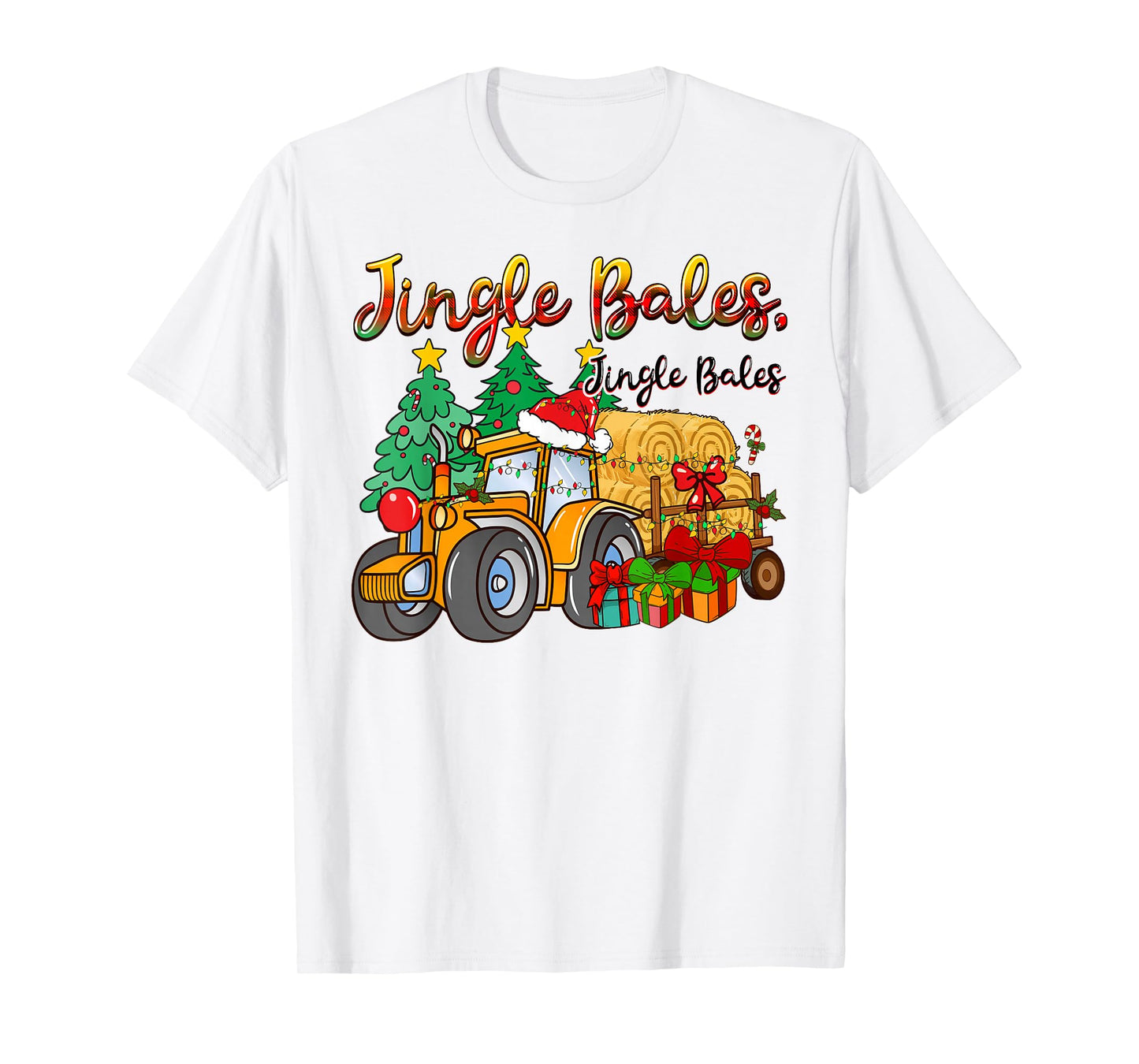 Jingle Bales Tractor Farm Christmas Pun T-Shirt