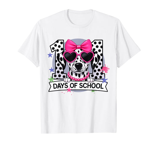 Preppy 100 Days of School Dalmatian Dog Teacher Girls T-Shirt