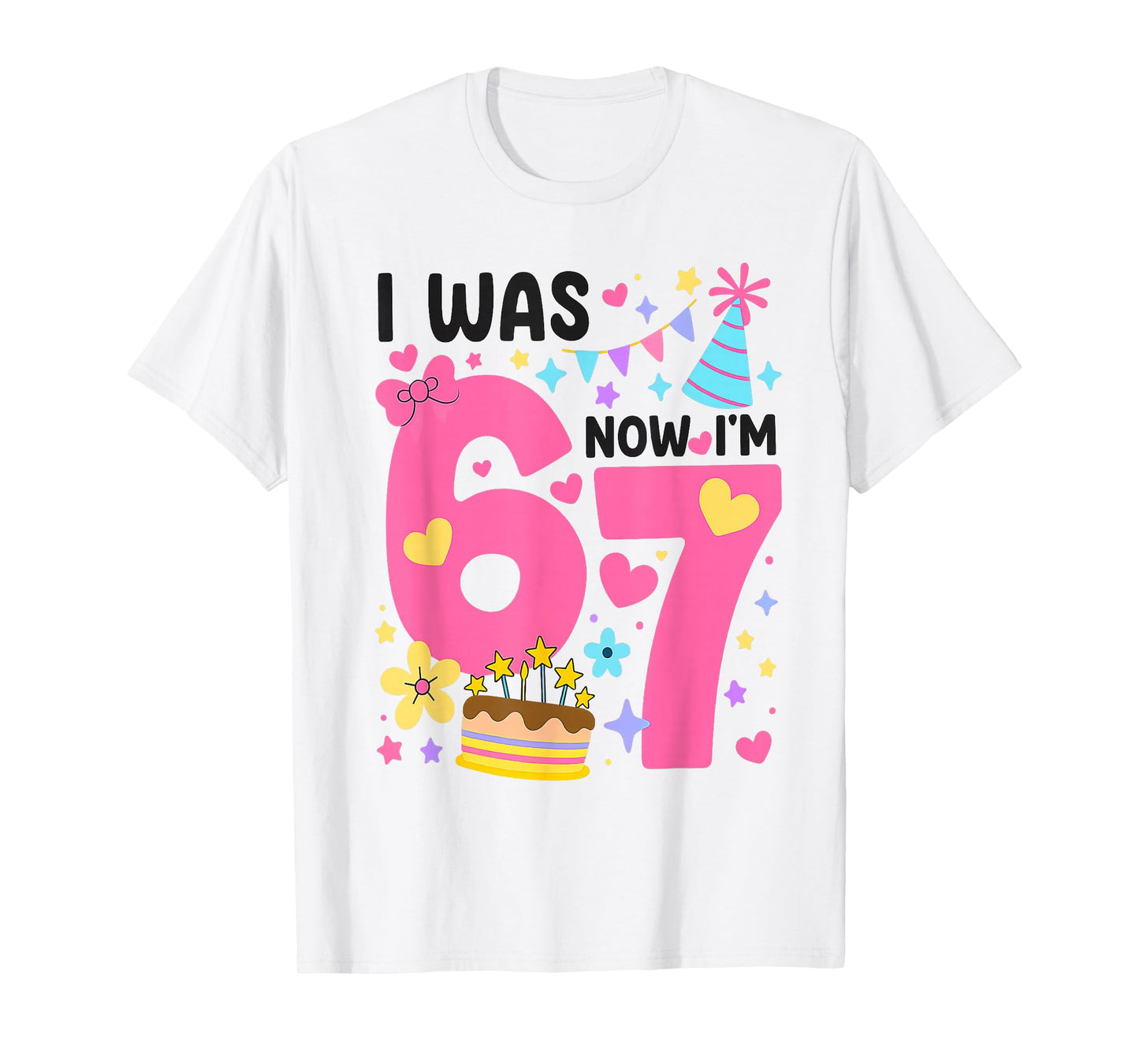 I was 6 Now I'm 7 Year Old Birthday 7th Kids Coquette Bow 67 T-Shirt