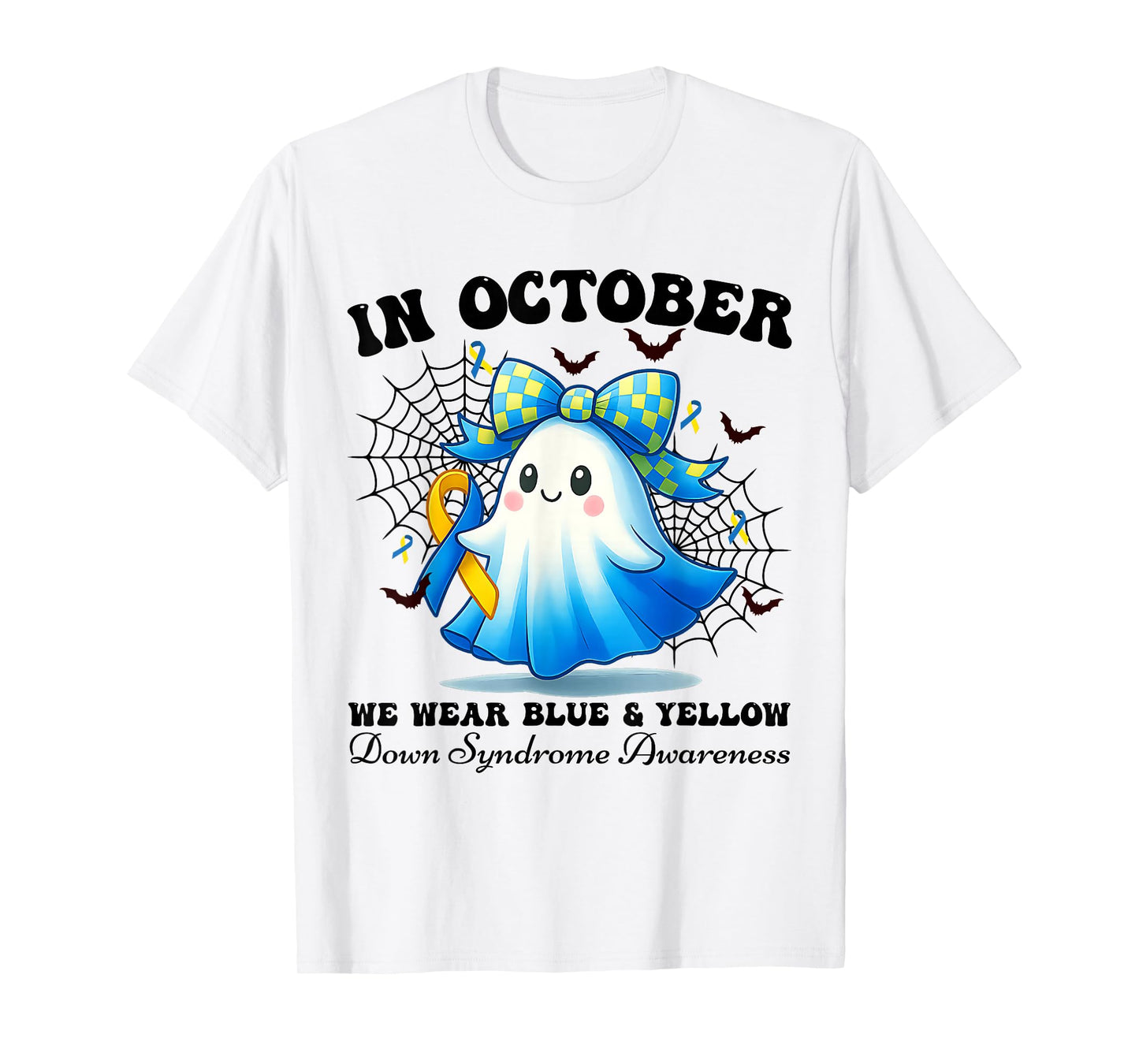 in October We Wear Blue and Yellow Down Syndrome Awareness T-Shirt