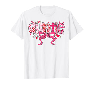 Auntie Valentine Heart Aunt Valentines Day Coquette Bow T-Shirt