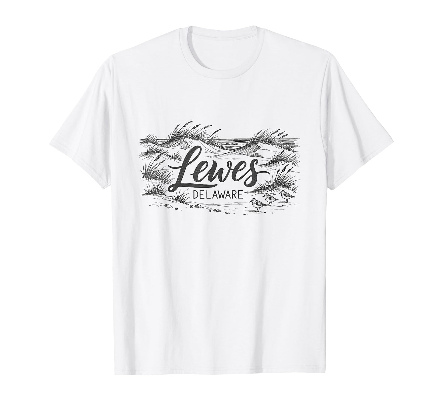 Lewes Delaware Sketch Art Design T-Shirt