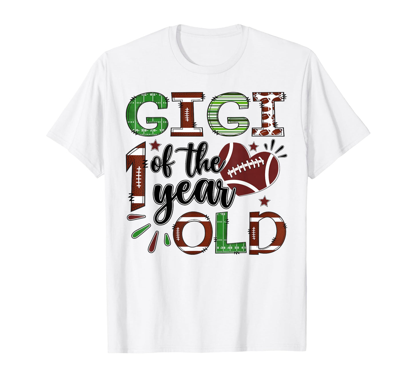 Gigi of The 1 Year Old Football 1st Birthday Boy Matching T-Shirt