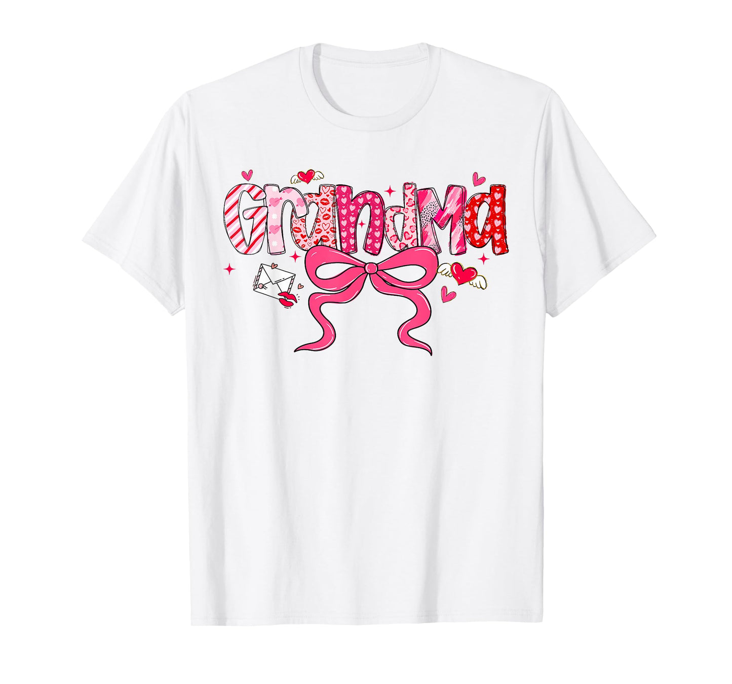 Grandma Valentine Cute Heart Valentines Day Coquette Bow T-Shirt