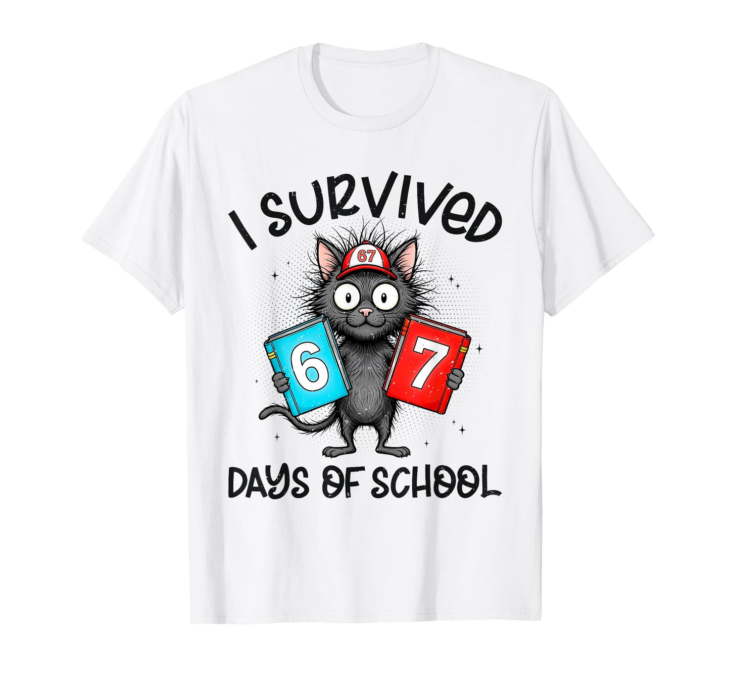 Funny i Survived 67 Days of School Cat Meme for Kids Teacher T-Shirt