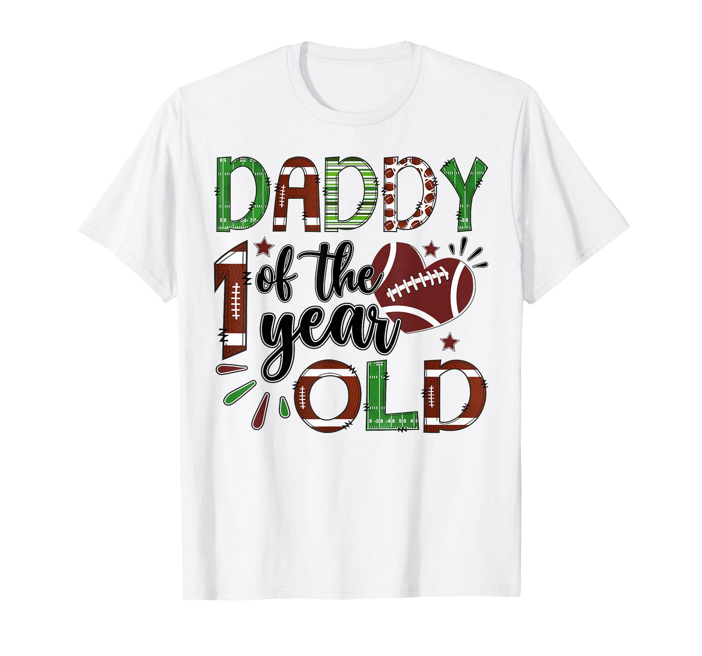 Daddy of The 1 Year Old Football 1st Birthday Boy Matching T-Shirt