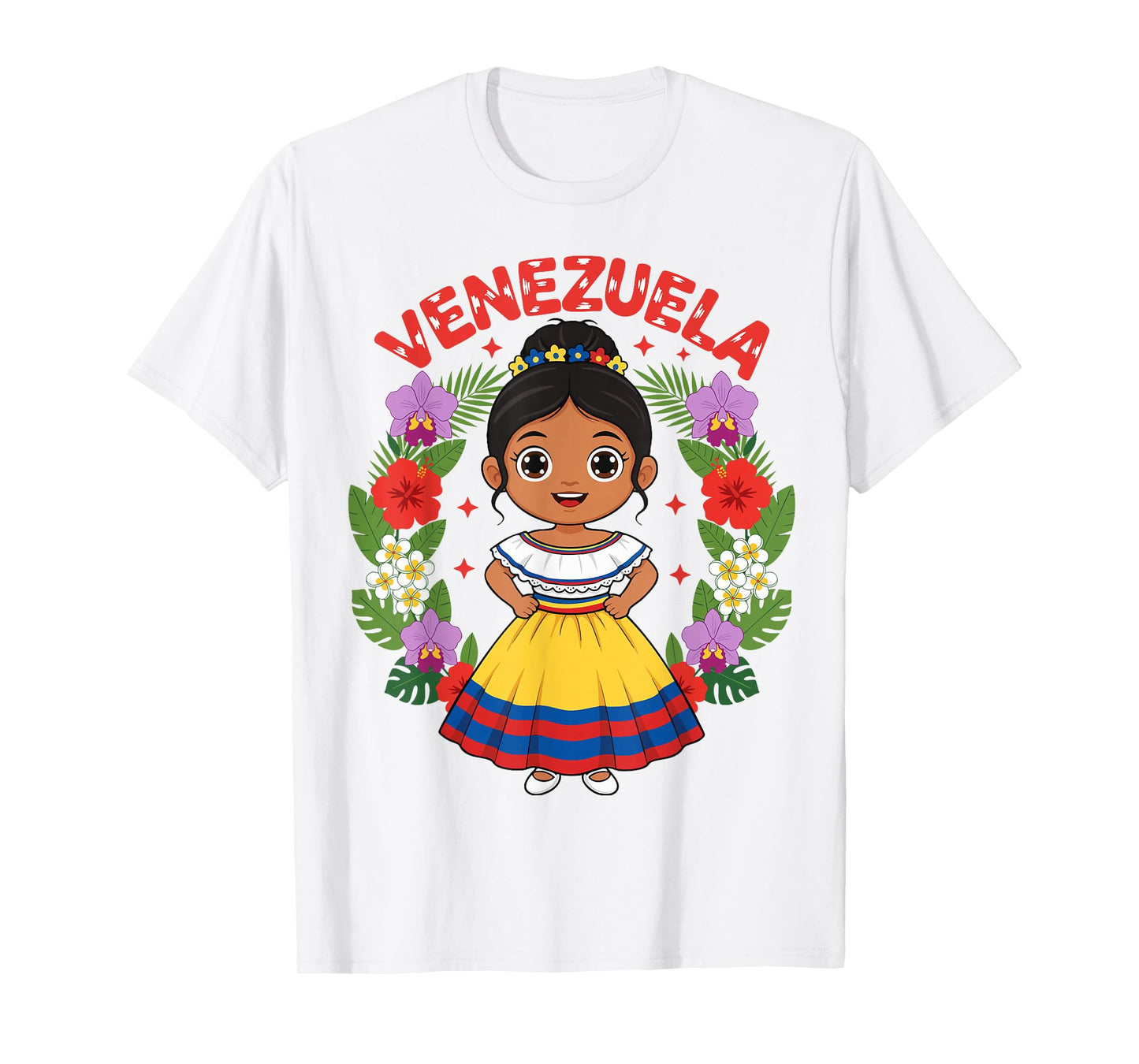 Venezuela Venezuelan Girl Traditional Dress Flowers Heritage T-Shirt