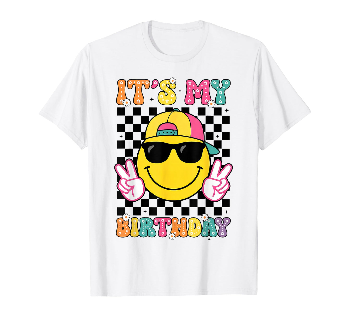 Groovy It's My Birthday Girls Women Teens Kid Bday Flower T-Shirt