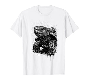 Tortoise Ink Art Grunge Edgy Wildlife Nature Portrait Turtle T-Shirt