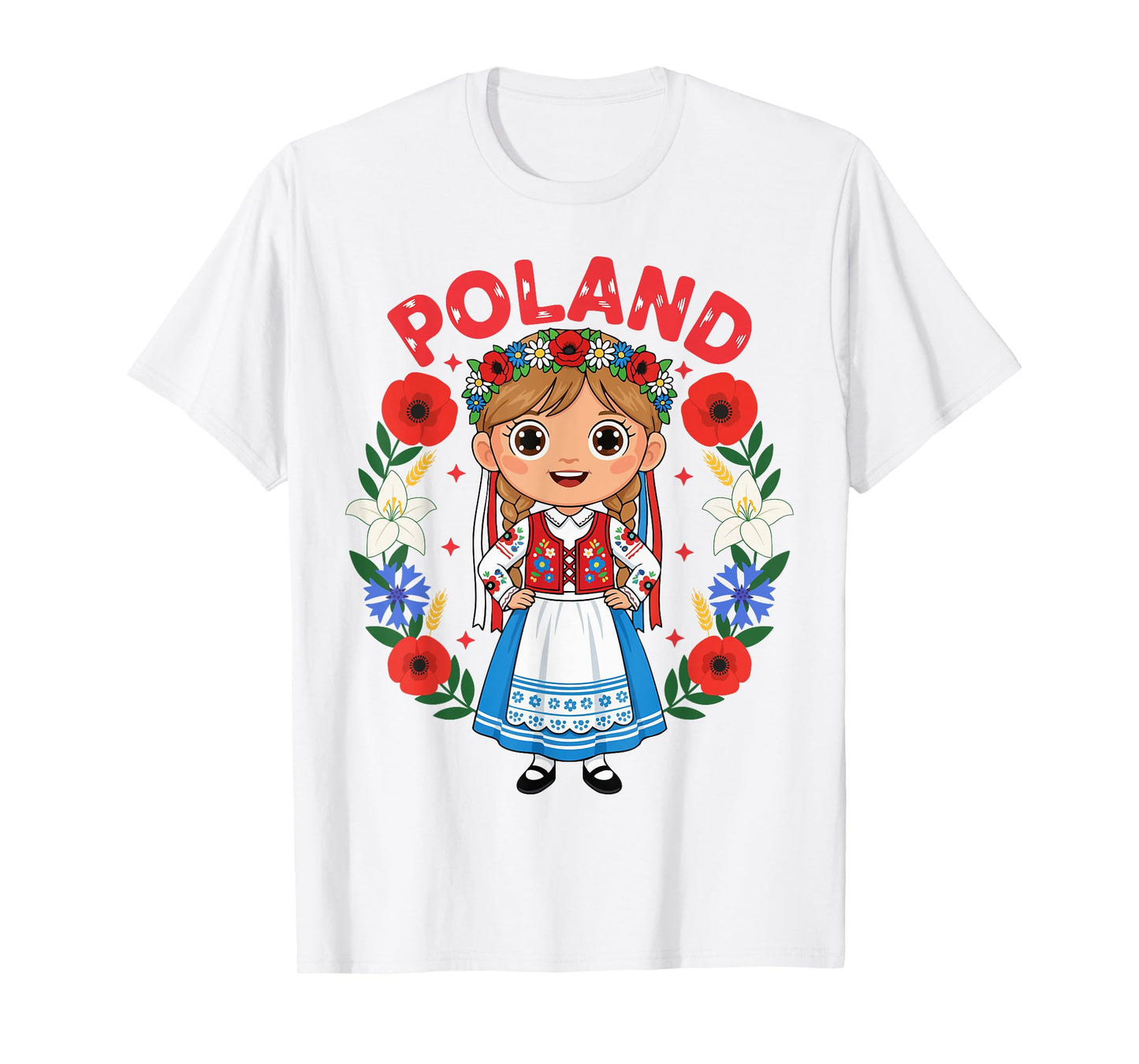 Poland Polish Girl Traditional Dress Flowers Heritage T-Shirt
