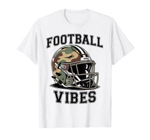 Football Game Day Vibes Camo Football Helmet Camouflage Boys T-Shirt