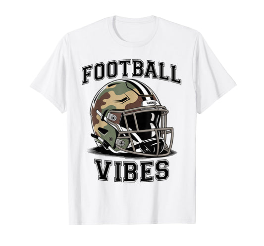 Football Game Day Vibes Camo Football Helmet Camouflage Boys T-Shirt