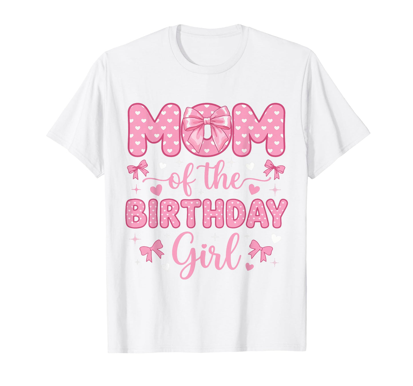 Mom of The Birthday Girl Coquette Bow Party Family Matching T-Shirt
