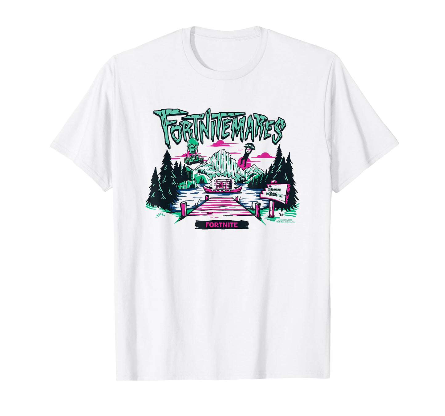 Fortnite Halloween Fortnitemares Jason Dropping Into Lake T-Shirt