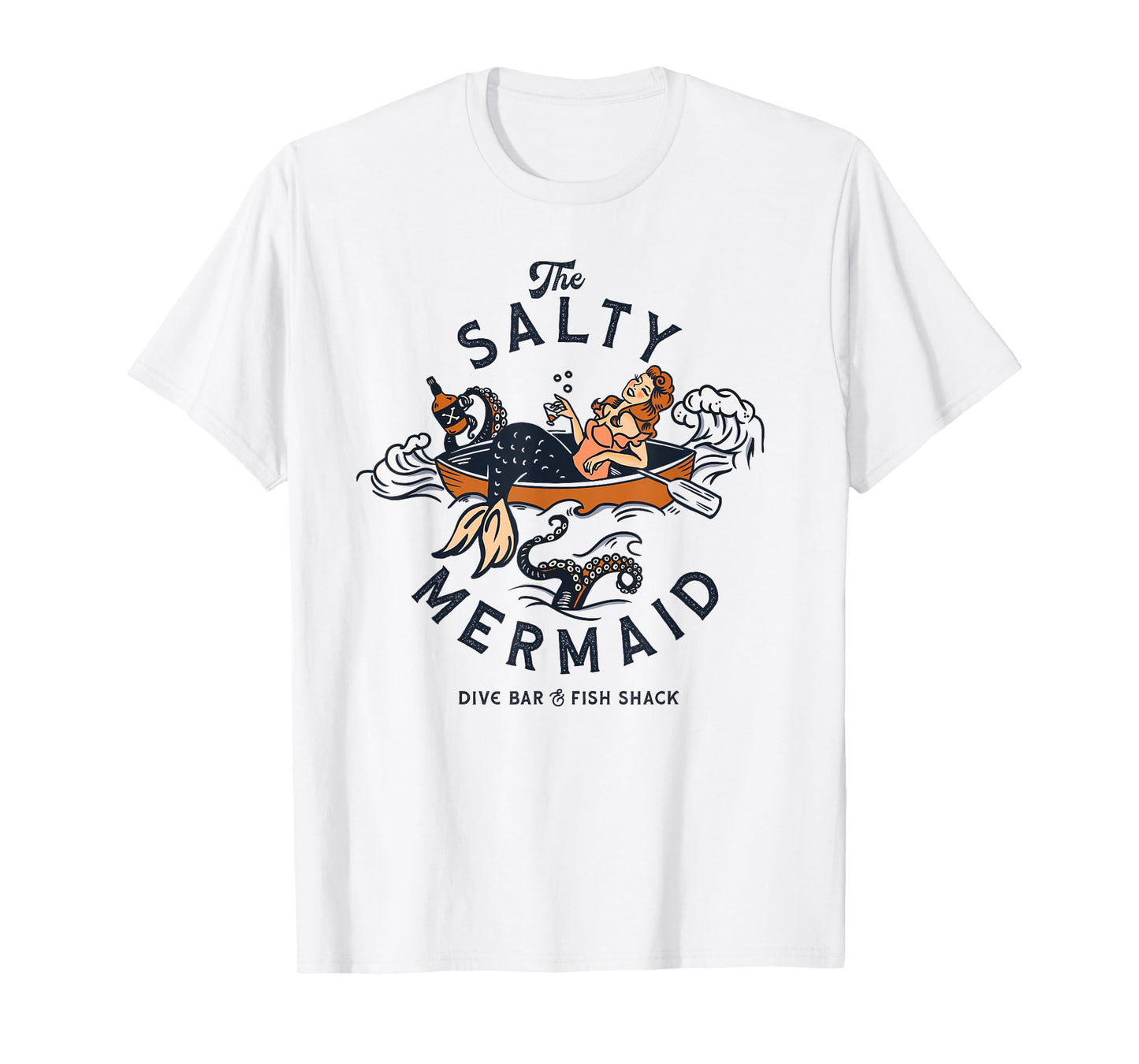 Mermaid Dive Bar & Salty Fish Shack. Vintage Pinup Art Shirt T-Shirt