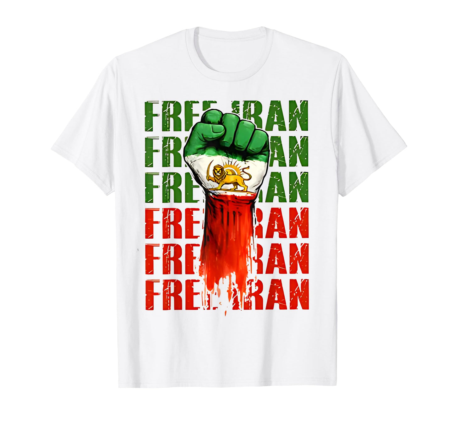 Free Iran Symbol Flag Heartbeat Freedom Love T-Shirt