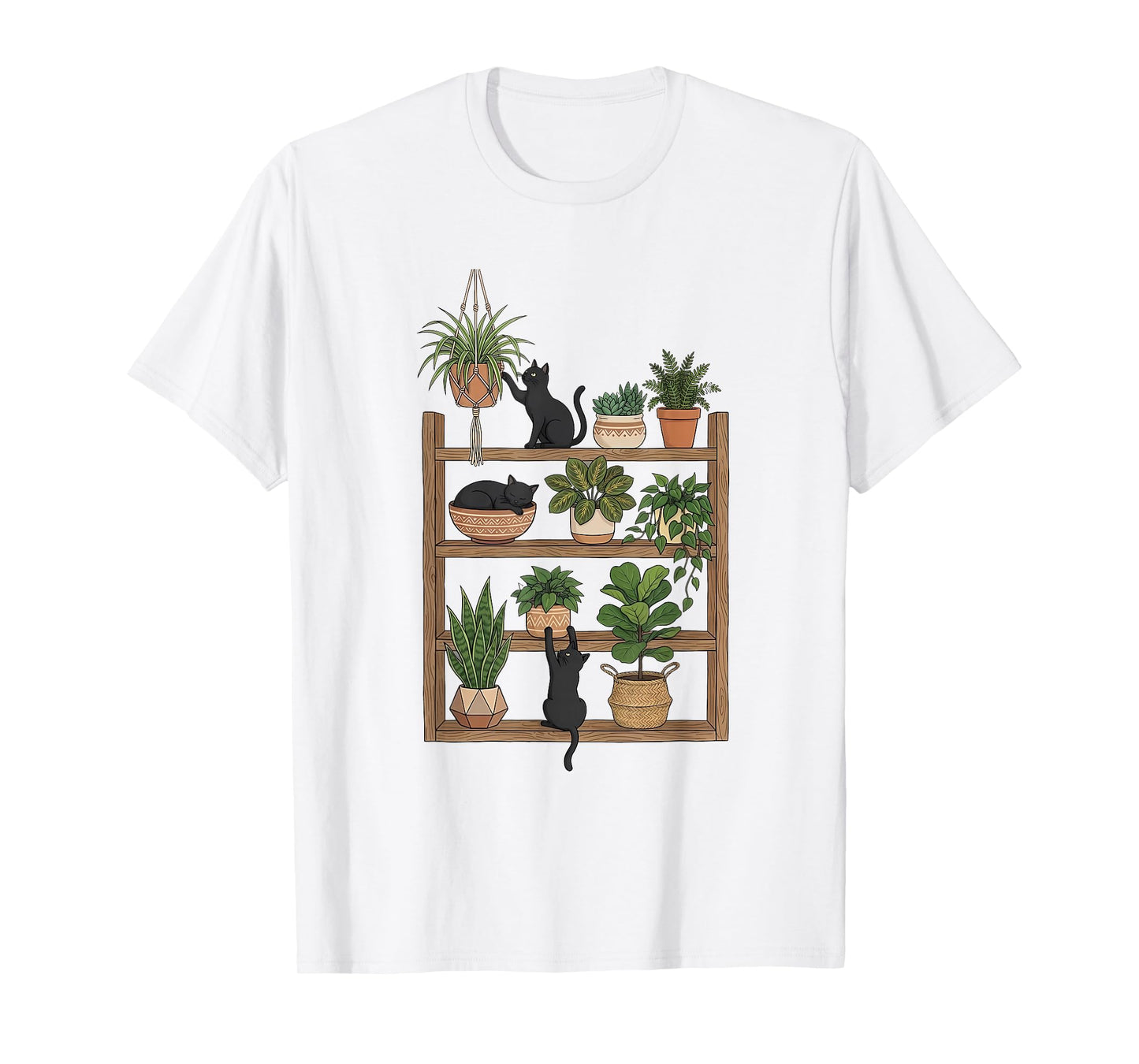 Cute Cat & Plant T-Shirt