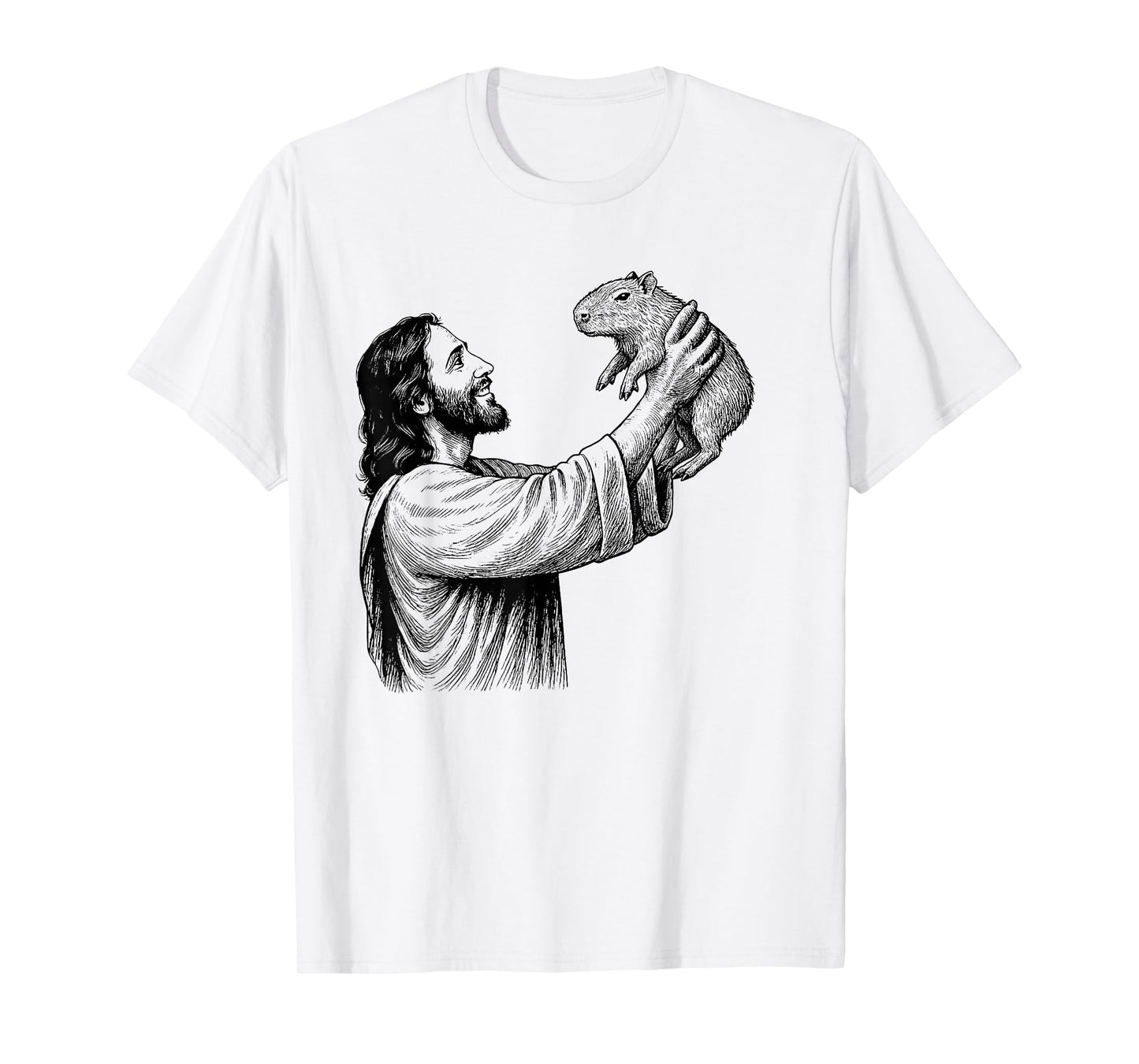 Jesus Holding Capybara Christian T-Shirt