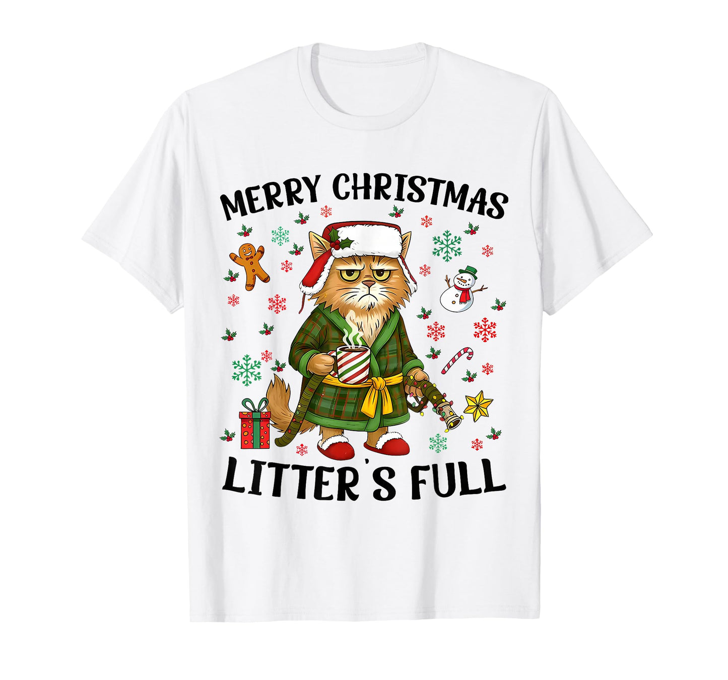 Merry Christmas Litter’s Full Funny Cat Lover T-Shirt