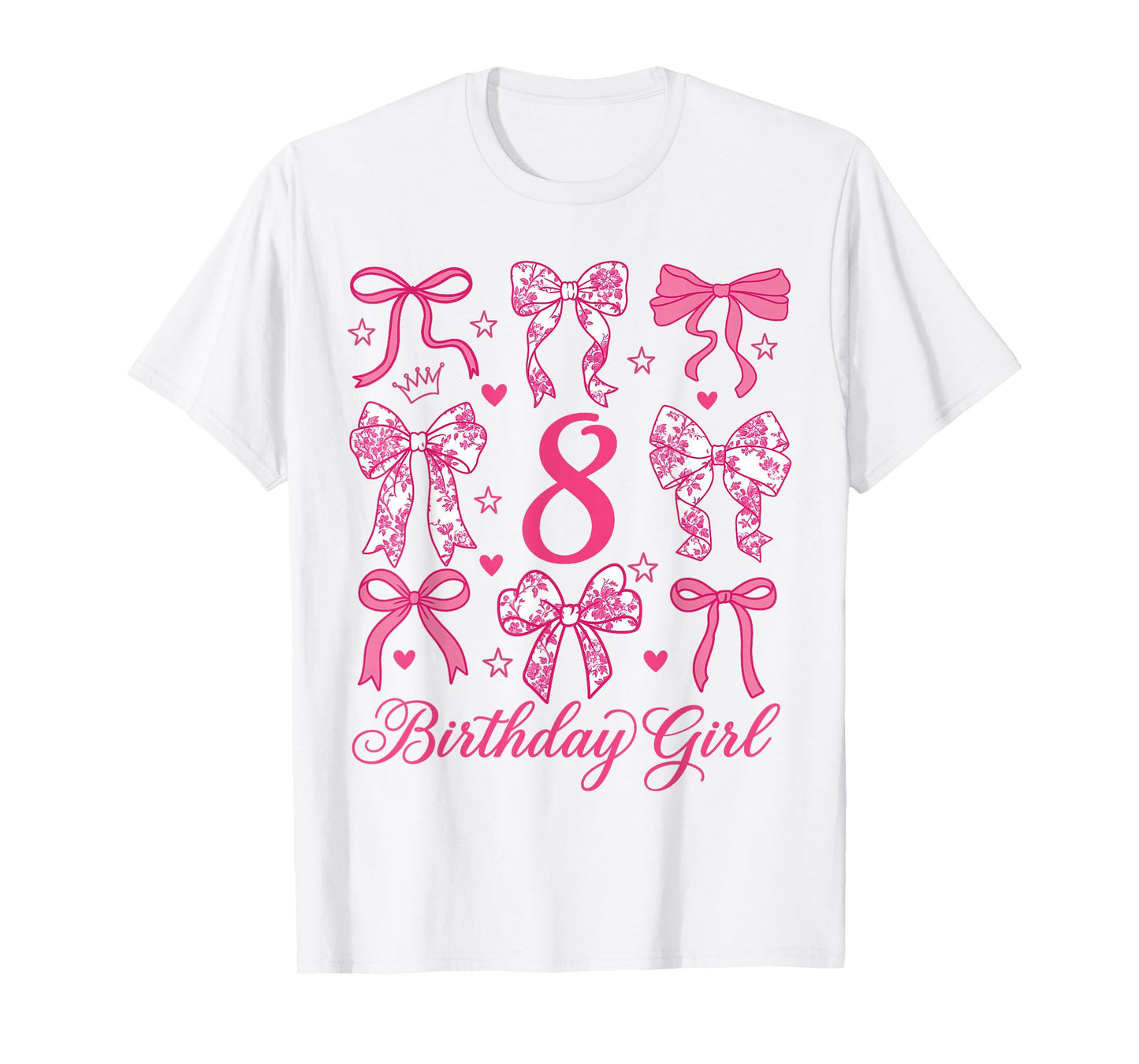 Cute It's My 8 Bday Coquette Bow 8th Birthday Girls T-Shirt